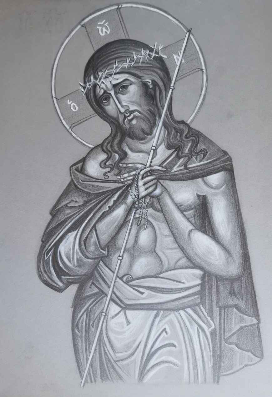 Christ the Bridegroom Icon pencil sketch