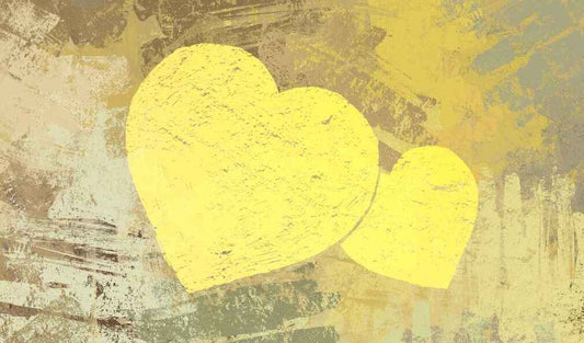 Yellow Painted Heart on Paper