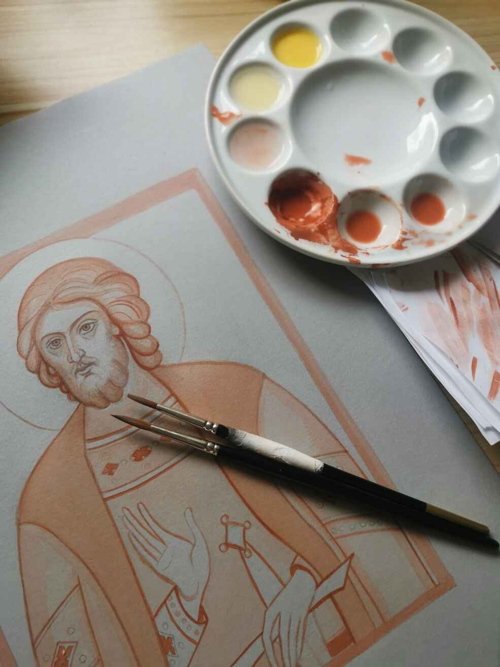 Icon Painting in Egg Tempera of Saint Alexander Nevsky