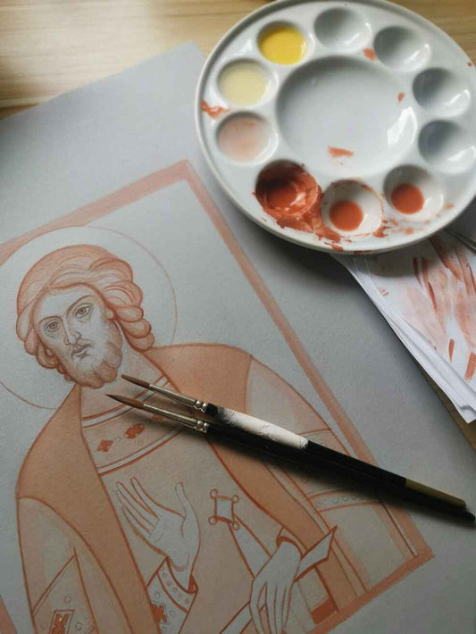 Icon Painting in Egg Tempera of Saint Alexander Nevsky